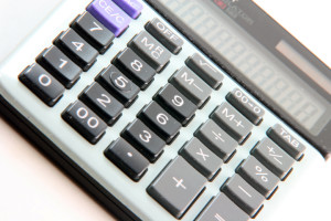 business objects calculator closeup in white background
