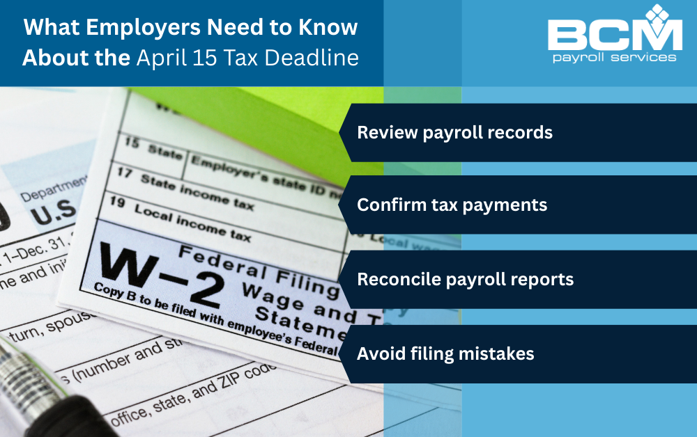 What Employers Need to Know About the April 15 Tax Deadline Infographic